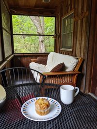 High angle view of breakfast on table