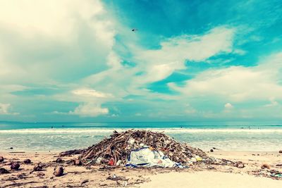 Scenic view of beach against sky