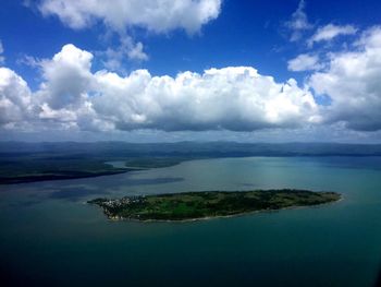 Scenic view of sea against cloudy sky