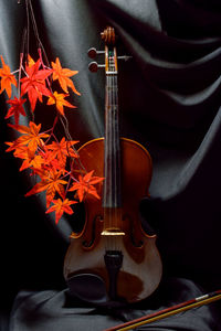 High angle view of orange on table during autumn