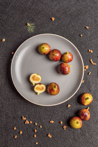 High angle view of food on table