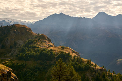 Panoramic view of mountains against sky