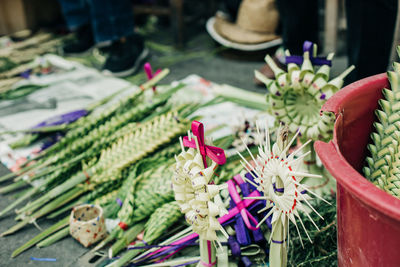 Palm leaf figures for sale during palm sunday