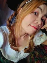 Portrait of cute girl with eyes closed