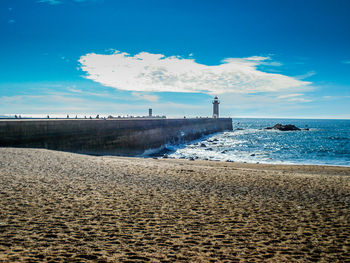 Scenic view of sea against cloudy sky