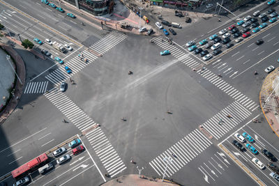 A zebra crossing at a busy city intersection