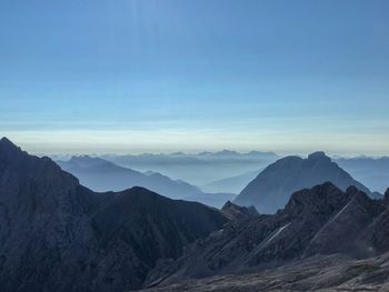 Scenic view of mountains against sky