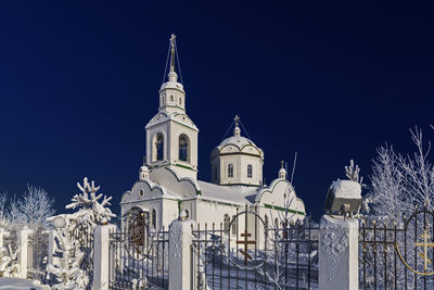 Low angle view of church at night