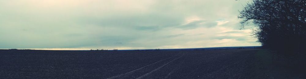 Scenic view of landscape against cloudy sky