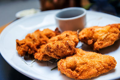 Close-up of food served in plate