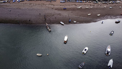 High angle view of people on beach