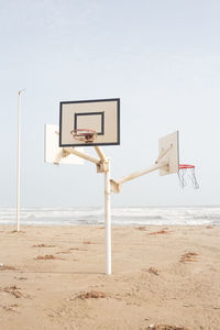 Basketball court in the middle of the beach