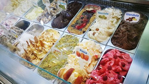 High angle view of ice cream in kitchen