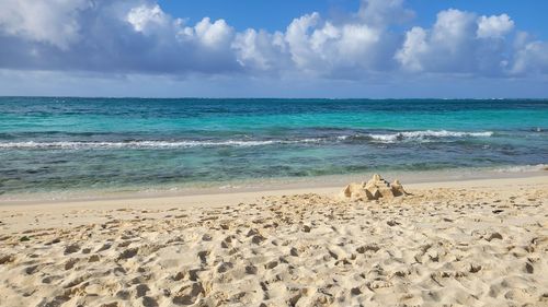 Scenic view of beach against sky