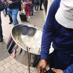 Low section of man standing on floor