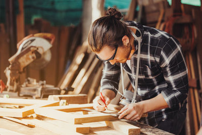 Man working on table