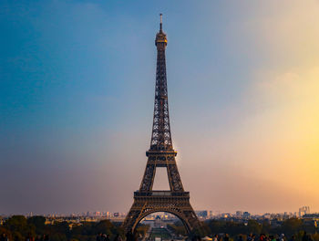 Tower against sky at sunset