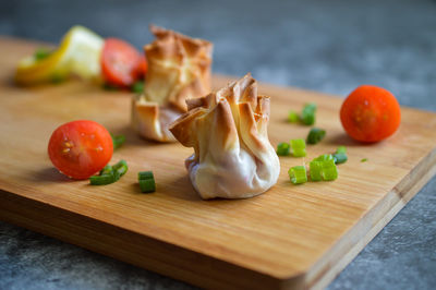 Close-up of food on cutting board