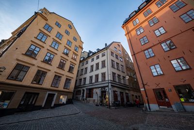 Low angle view of buildings against sky