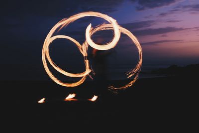 Close-up of light trails at night