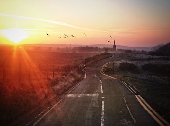 Country road at sunset