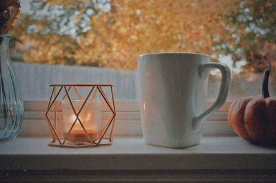 Close-up of coffee served on table