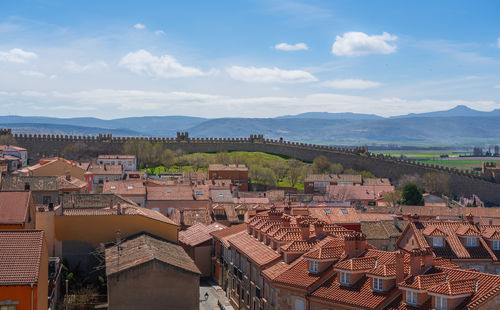 High angle view of townscape against sky