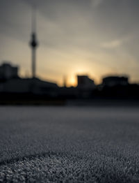 Close-up of road at sunset