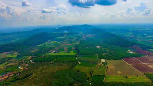 Scenic view of field against cloudy sky