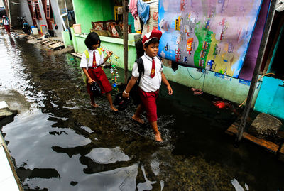 People standing in water