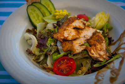 Close-up of meal served in plate