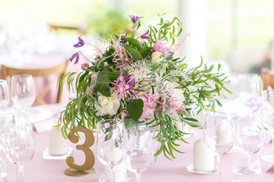 Close-up of flower vase on table