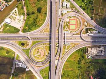 Directly above shot of highways in city