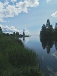 Scenic view of lake against sky