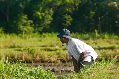 Man working on field