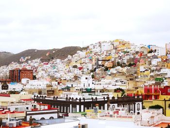 High angle view of townscape against sky