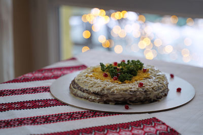 Close-up of food in plate on table