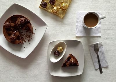 High angle view of food on table