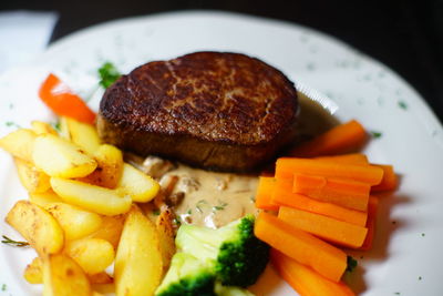 Close-up of meal served in plate