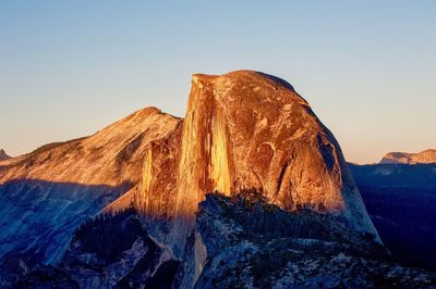 Panoramic view of mountain against clear sky