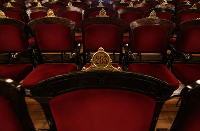 Empty chairs in stadium
