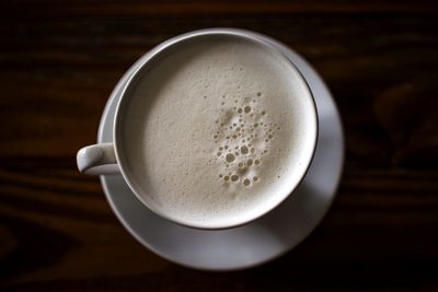 High angle view of coffee on table