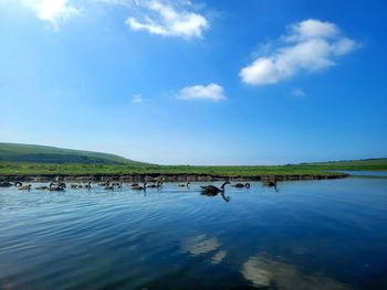 Scenic view of lake against sky