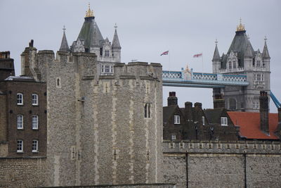 View of bell tower in city