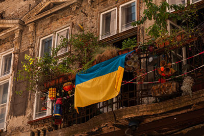 Ukraine flag in the balcony