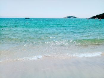 Scenic view of sea against clear sky