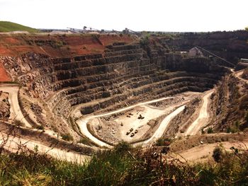 High angle view of croft quarry against clear sky