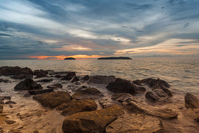 Scenic view of sea during sunset