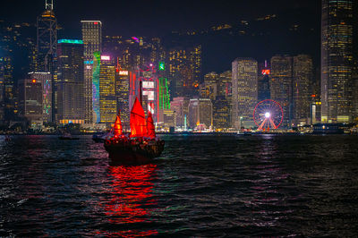 Illuminated city at night