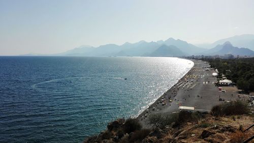 High angle view of calm blue sea